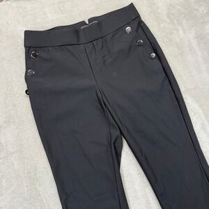 JL Atelier Pants Women's Large Black Sailor Button Ankle Pull On Career Trouser